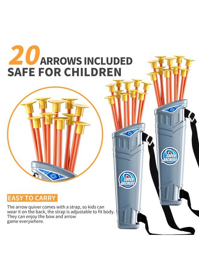 TEMI 2 Pack Set Kids Archery Bow Arrow Toy Set Outdoor Hunting Play with 2 Bow 20 Suction Cup Arrows 2 Target & 2 Quiver, LED Light Up Function Toy, Outdoor Toys for Kids, Boys & Girls Ages 3-12 - Image 4