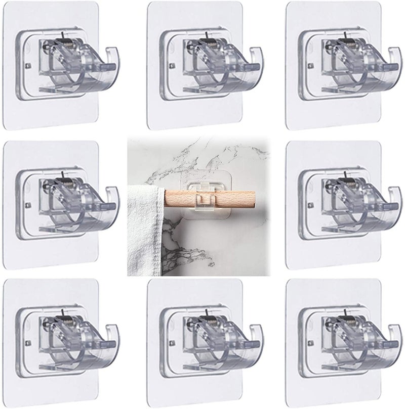MOSHTU MOSHTU 8 Pcs Curtain Rod Holder Drapery Hook ABS Wall Bracket No Drill Curtain Rod Fixed Home Transparent Wall Brackets Towel Rod Hooks for Home Bathroom - Image 1