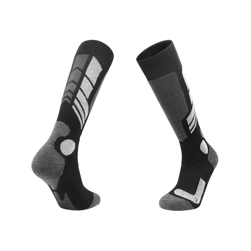 Generic Winter Childrens Professional Ski Socks Men and Women Thickened Warm Snow Socks Sweat Absorbing Breathable Towel Bottom Sports Snow Socks 01 Black/White - Image 1