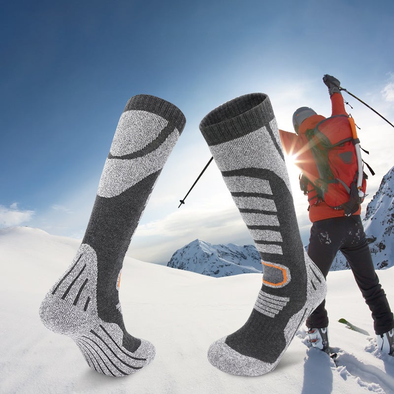 Generic Winter Childrens Professional Ski Socks Men and Women Thickened Warm Snow Socks Sweat Absorbing Breathable Towel Bottom Sports Snow Socks 01 Black/White - Image 4