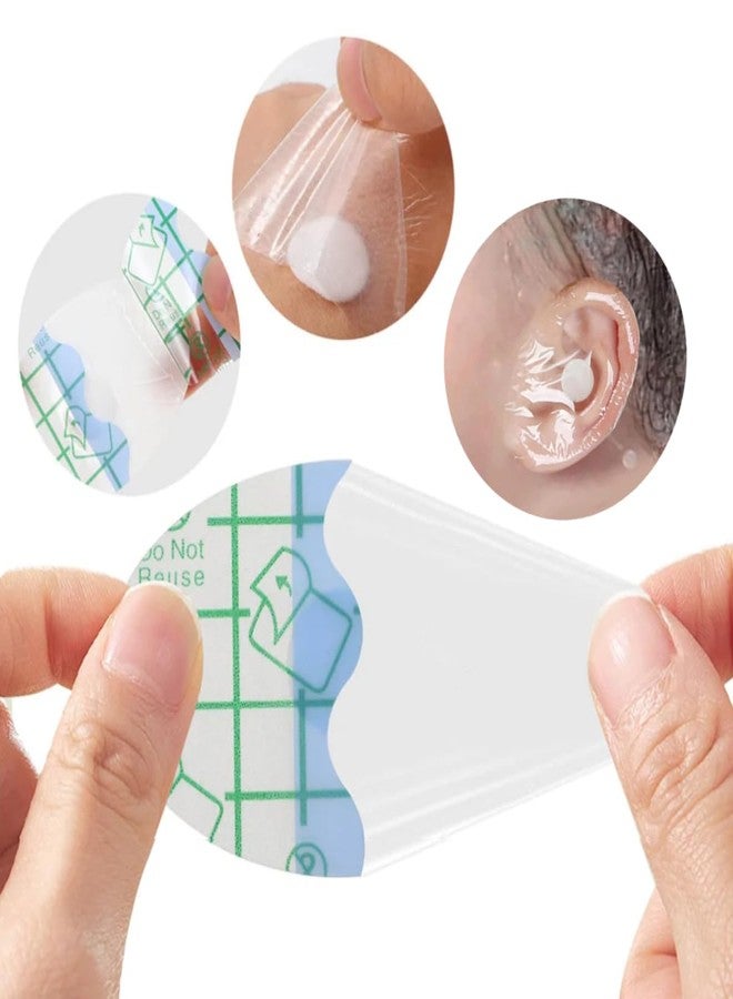 BetterJonny 120 Pcs Waterproof Ear Stickers, BetterJonny 4.4 * 6.8cm Mini Clear Adhesive Waterproof Bandages for Wounds,Ear Covers for Kids Swimming Shower,Disposable Cotton Protector for Water Sports - Image 4