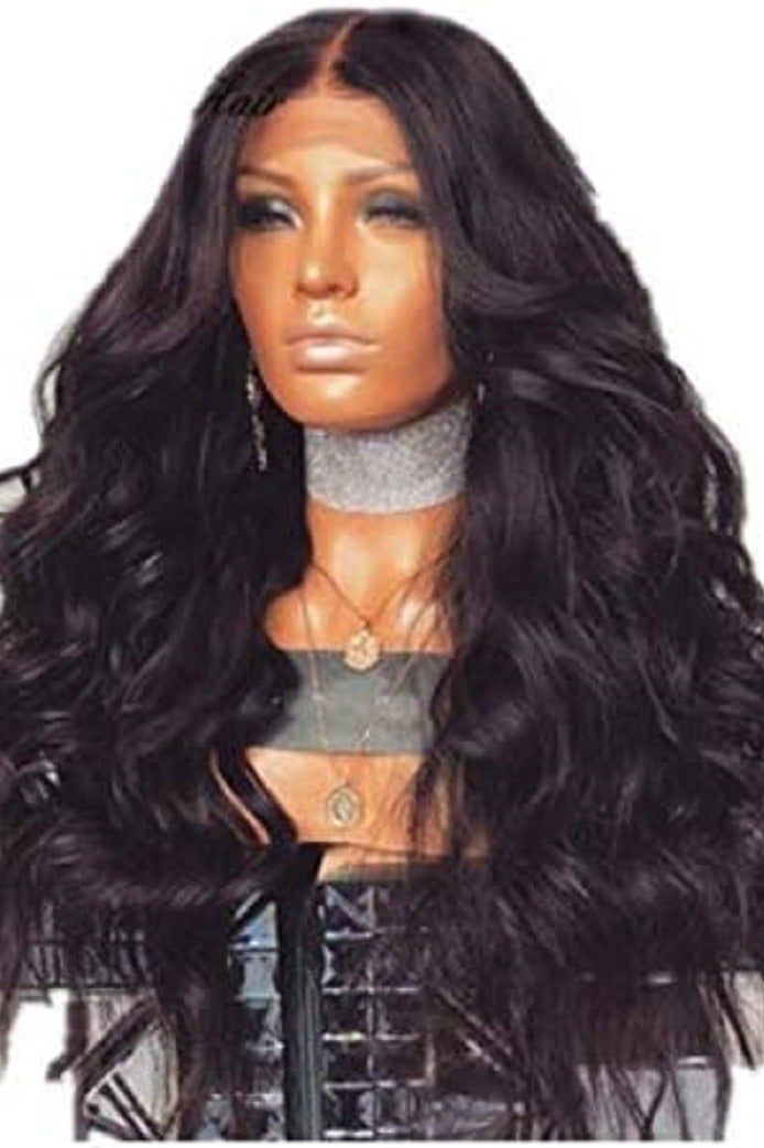 اي سي اي اف باروكة شعر مستعار من الدانتيل الأسود من ECIF Fashion بألوان مختلطة، طويلة ومموجة طبيعية بدون غراء، جزء وسطي صناعي من الدانتيل الأمامي للنساء، نصف مربوط يدويًا ومقاوم للحرارة - Image 4