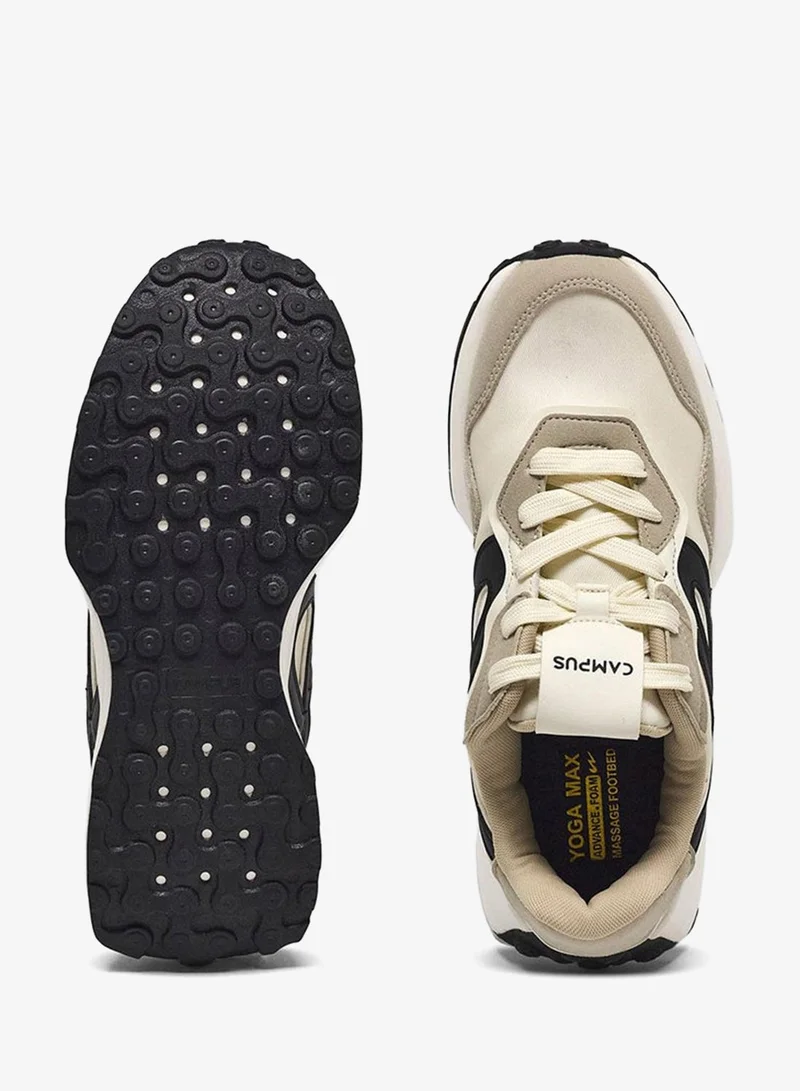 CAMPUS Off Wht/Blk Men’s Off White Low Top Sneakers – Cool Retro Design Shoes with Bold Side Pattern and Modern Comfort for Men | Best Price UAE