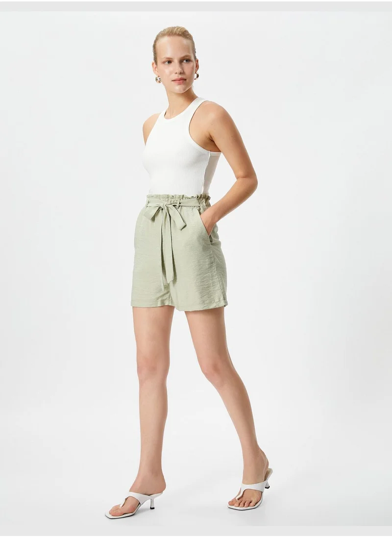 كوتون Viscose Belted Pocket Shorts