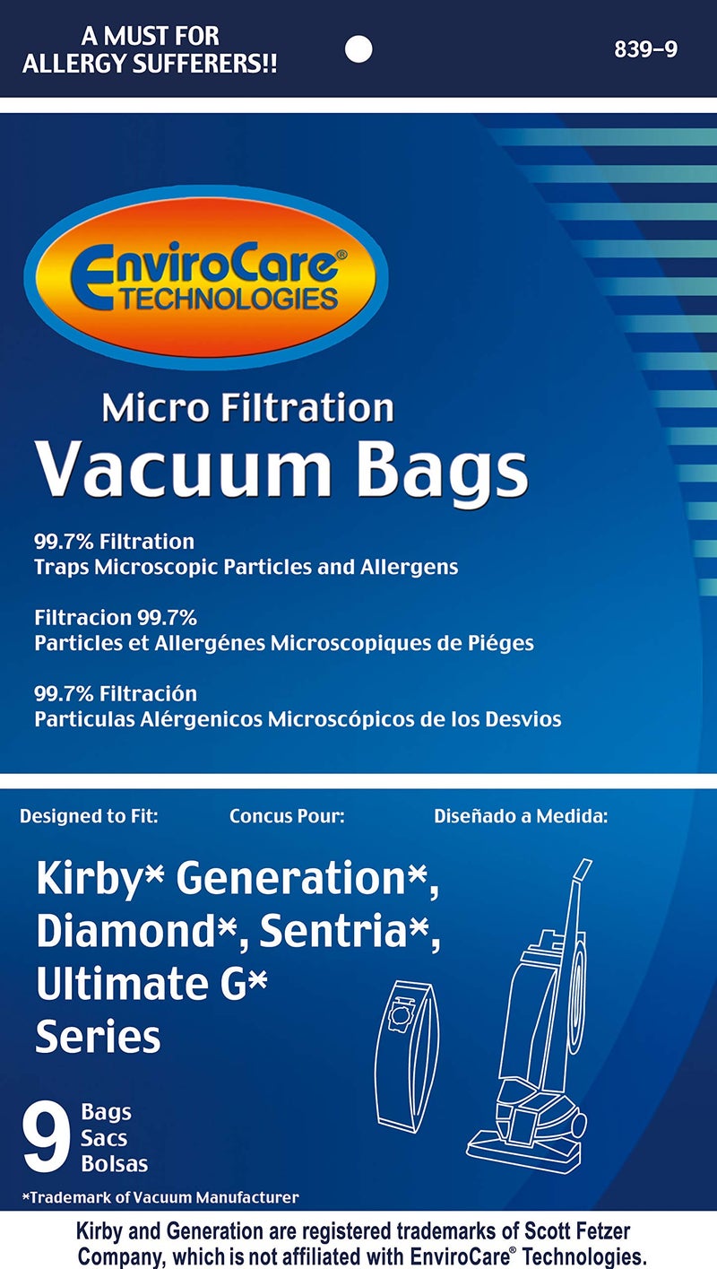 ENVIROCARE Kirby Generation 1,2,3,4,5,6 and Ultimate G Allergen Filtration Bags (9 Bags & 2 Belts) - Image 3