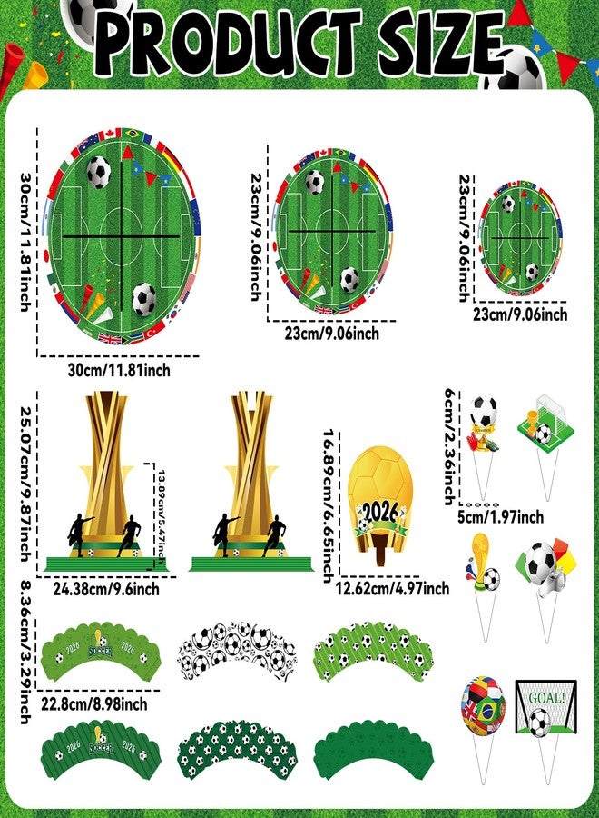 OBUSATT Soccer Birthday Party Decorations 3 Ties Soccer Cupcake Stand World Soccer Cup Trophy 2026 Sports Theme Cake Topper Supplies World Football Cup Party Cake Tower for Teenagers - Image 2