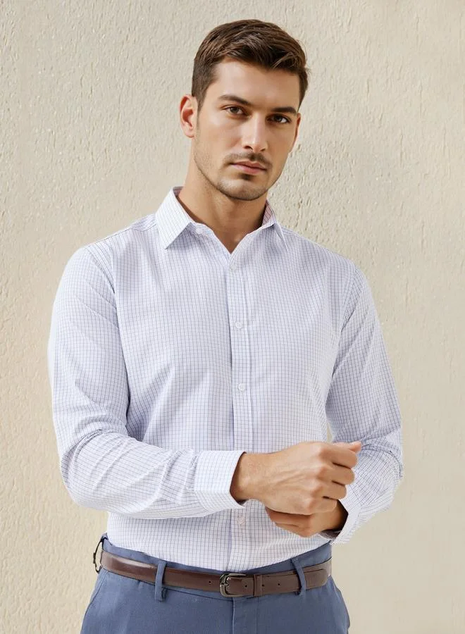 Splash FAV Regular Fit Checked Collared Shirt with Long Sleeves