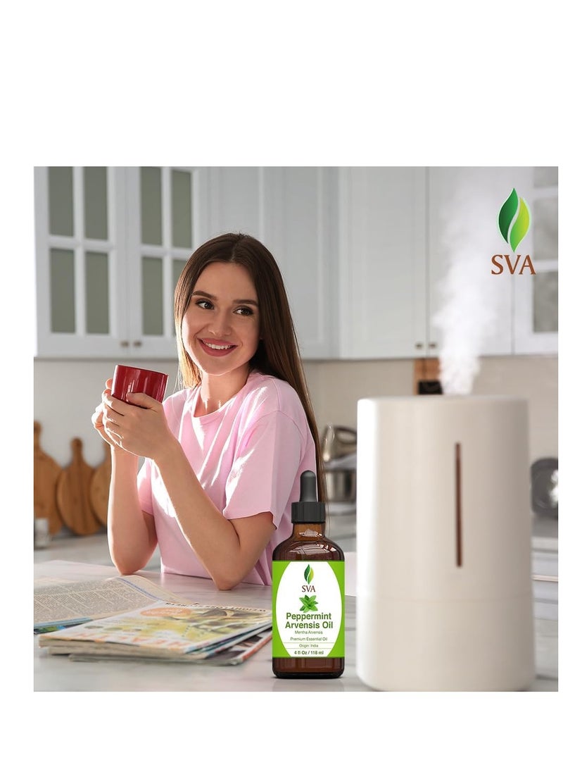 SVA Organics SVA Peppermint Arvensis Essential Oil 4 oz (118 ml) Premium Essential Oil with Dropper for Diffuser, Aromatherapy, Hair Care, Skin Massage, Candle and Soap Making  - Image 2