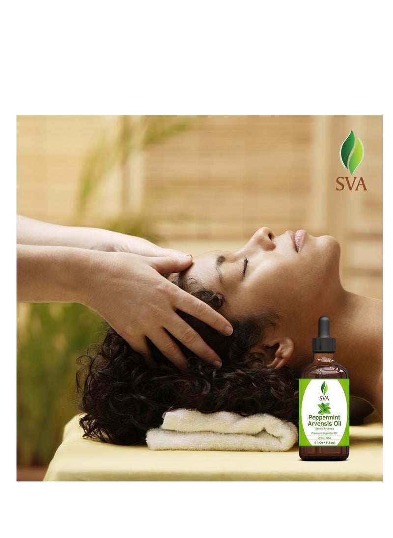 SVA Organics SVA Peppermint Arvensis Essential Oil 4 oz (118 ml) Premium Essential Oil with Dropper for Diffuser, Aromatherapy, Hair Care, Skin Massage, Candle and Soap Making  - Image 3
