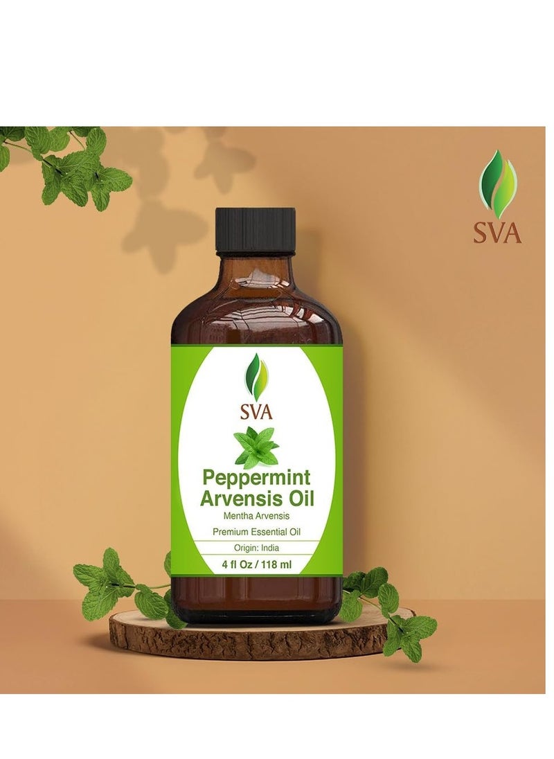 SVA Organics SVA Peppermint Arvensis Essential Oil 4 oz (118 ml) Premium Essential Oil with Dropper for Diffuser, Aromatherapy, Hair Care, Skin Massage, Candle and Soap Making  - Image 4