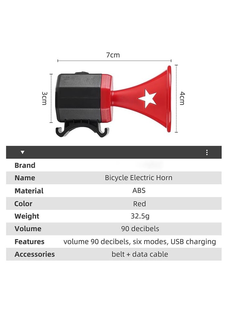Generic - 125 dB Electric Bike Horn with 6 Sound Modes, Rechargeable Battery, Waterproof Design - Perfect Bicycle Accessory for Kids, Adults, and Mountain Bikes. - Image 1