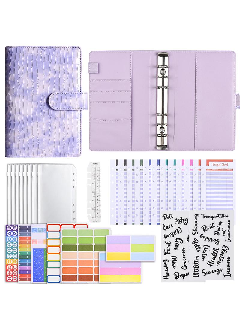 Generic Budget Binder with Zipper Envelopes, Cash Envelopes for Budgeting, PU Leather Budget Binder Planner with Clear Zipper Envelopes, Budget Sheets for Budgeting, Saving Money(Purple)  - Image 1
