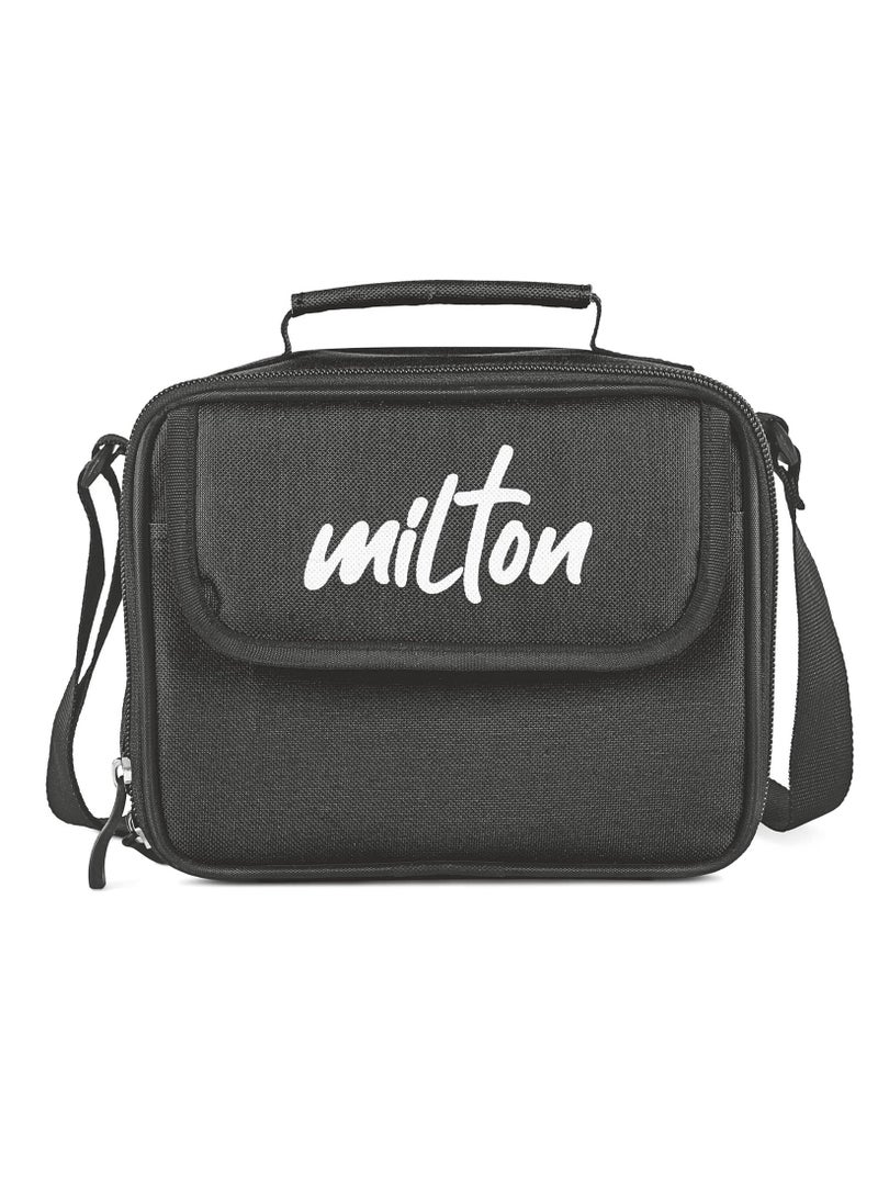 Milton Steel Combi Lunch Box, 3 Containers and 1 Tumbler with Jacket, Set of 4, Black | Food Grade | Light Weight | Dishwasher Safe | Easy to Carry | Leak Proof  - Image 2