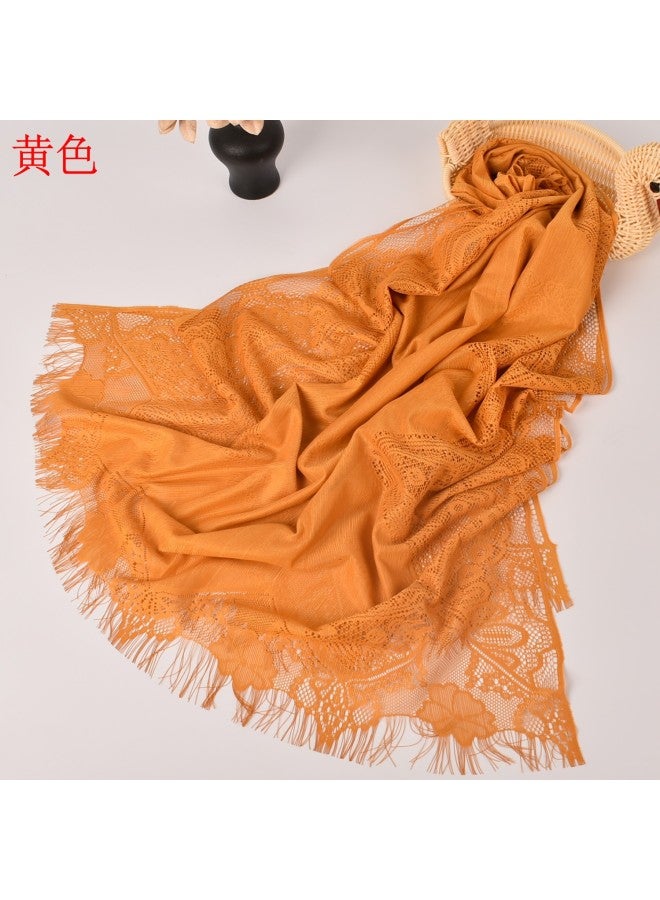 Scarf Plain Solid Color Lace Water Ripple Scarf Malaysia