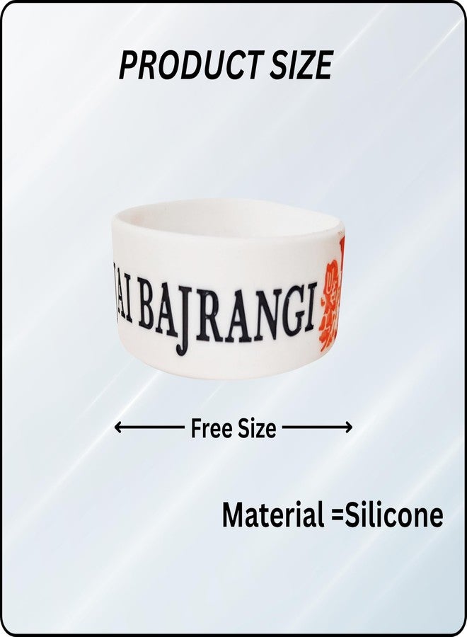 M Men Style Jai Bajrangi Silicone Wristband – White Hanuman Bracelet for Men & Women | Devotional Hindu Rubber Band | Religious Faith Wristband SBr2025719 - Image 2