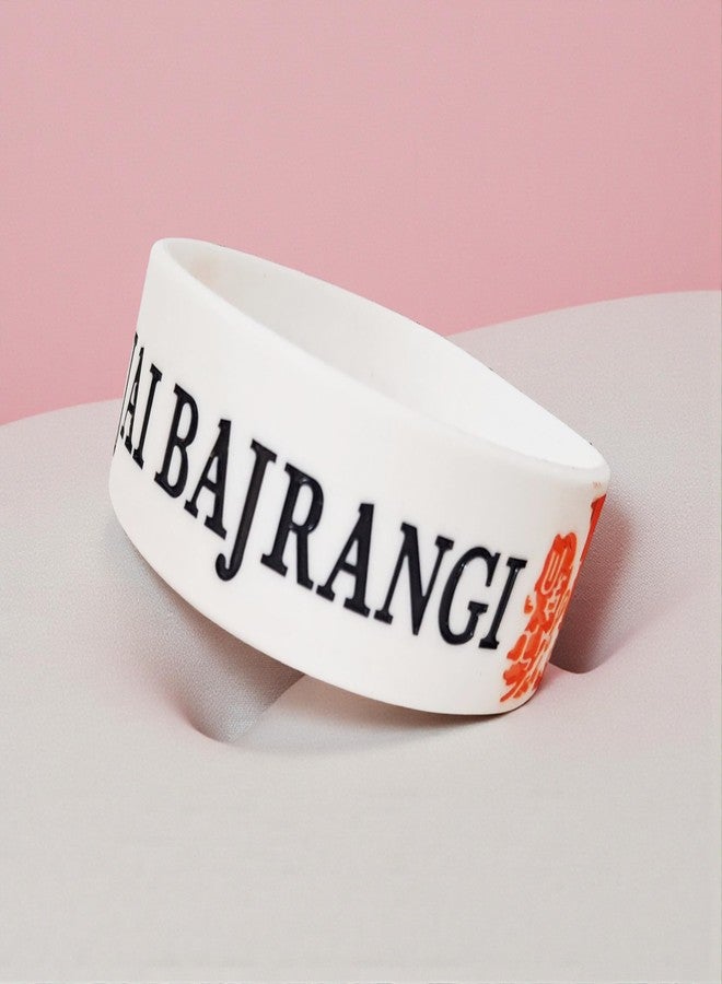 M Men Style Jai Bajrangi Silicone Wristband – White Hanuman Bracelet for Men & Women | Devotional Hindu Rubber Band | Religious Faith Wristband SBr2025719 - Image 5
