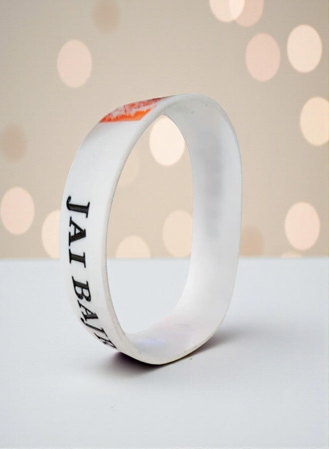 M Men Style Jai Bajrangi Silicone Wristband – White Hanuman Bracelet for Men & Women | Devotional Hindu Rubber Band | Religious Faith Wristband SBr2025719 - Image 3