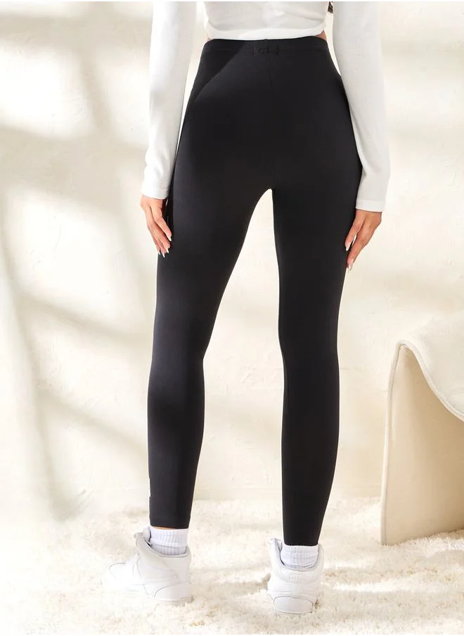 ستايلي Badge Detail Cotton Ankle Length Leggings