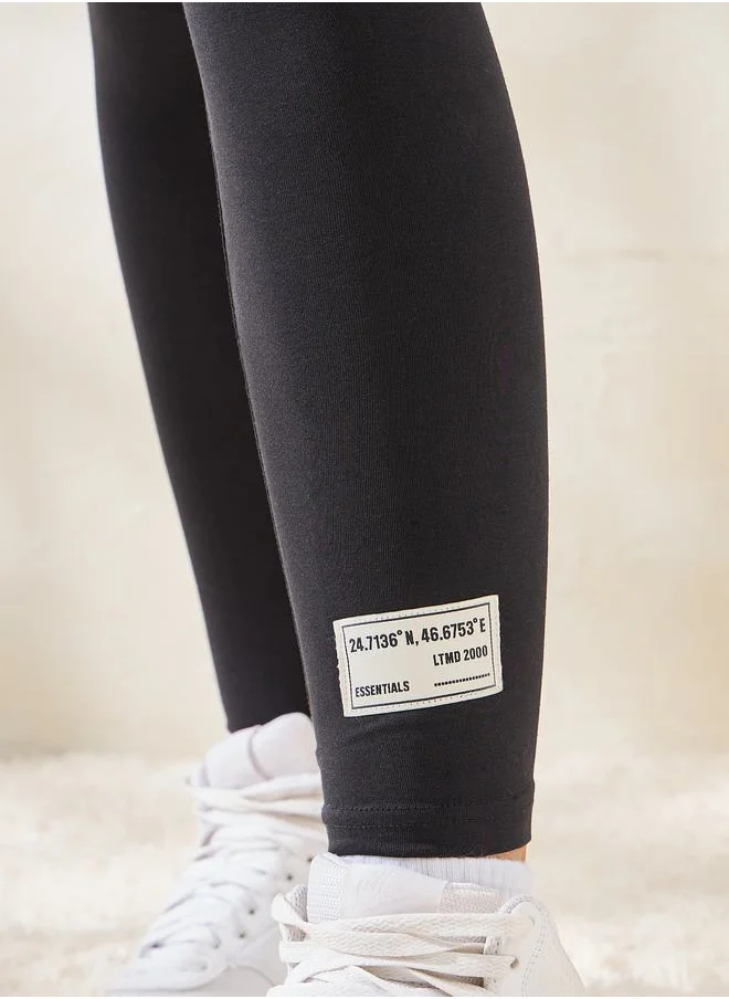 ستايلي Badge Detail Cotton Ankle Length Leggings