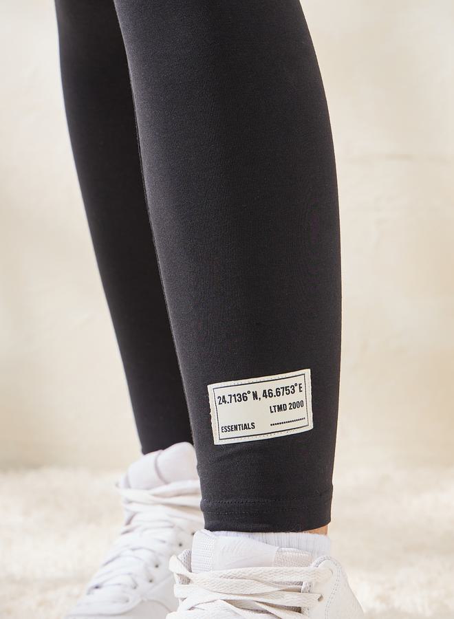 Styli Badge Detail Cotton Ankle Length Leggings  - Image 3