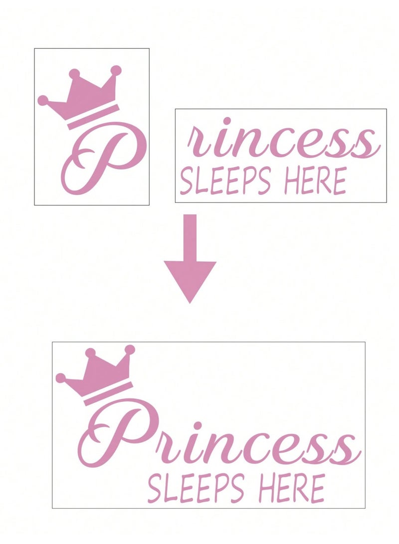 ملصق جداري لغرفة النوم بتصميم Princess Sleeps Here مقاس L – ستيكر فينيل ديكور باب وغرف الأطفال بتصميم أميرة أنيق - Image 5