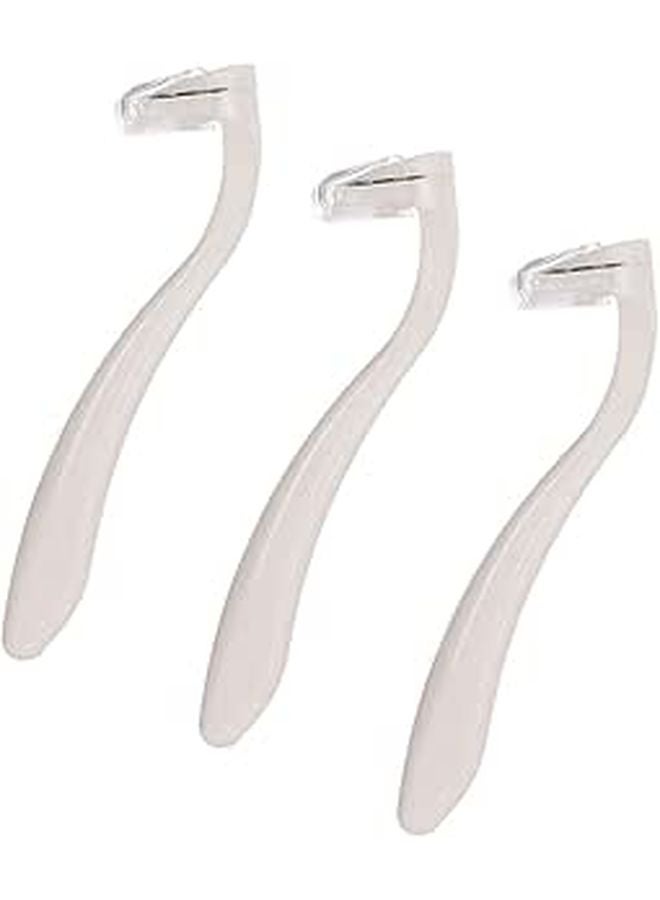 موس حلاقة يدوي محمول أبيض 3 قطع للسيدات لإزالة شعر الجسم والإبطين والساقين - Image 1