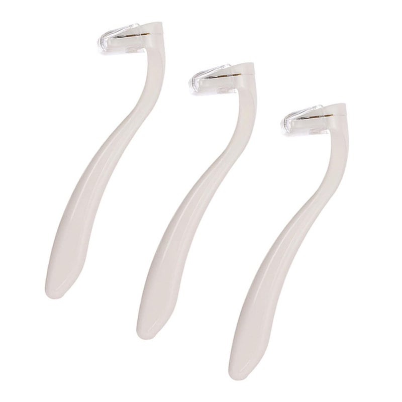 موس حلاقة يدوي محمول أبيض 3 قطع للسيدات لإزالة شعر الجسم والإبطين والساقين - Image 2