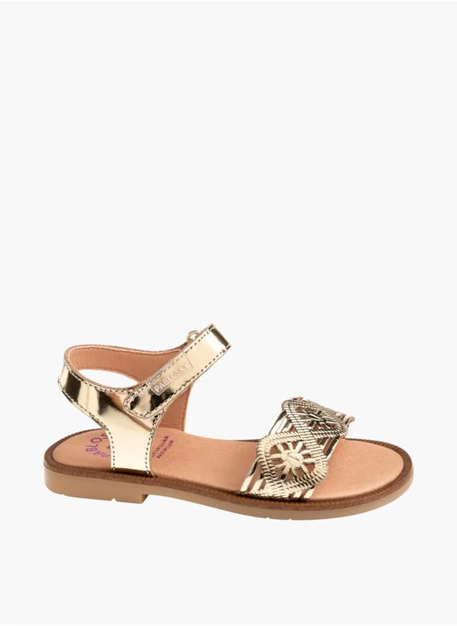 بابلوسكي Girls Strap Sandals With Hook And Loop Closure Ramadan Collection