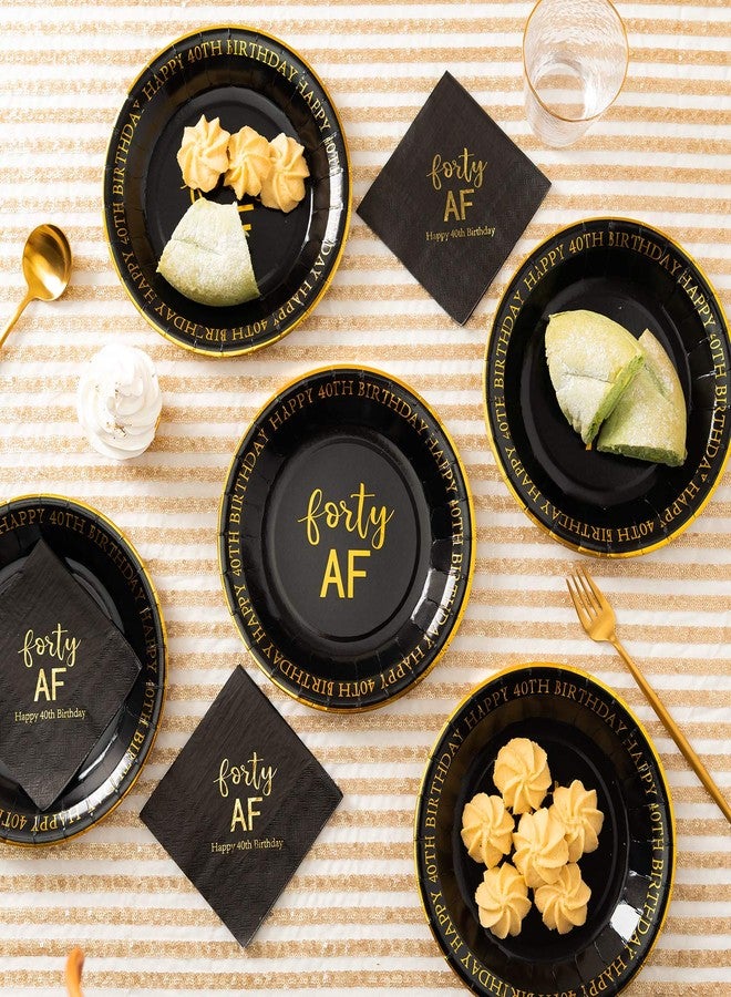 Crisky 40th Birthday Black and Gold Plates for Decorations - Dessert, Buffet, Cake, Lunch, Dinner - Party Supplies, Forty, Happy Birthday! 50 Count, 9" Plate - Image 2