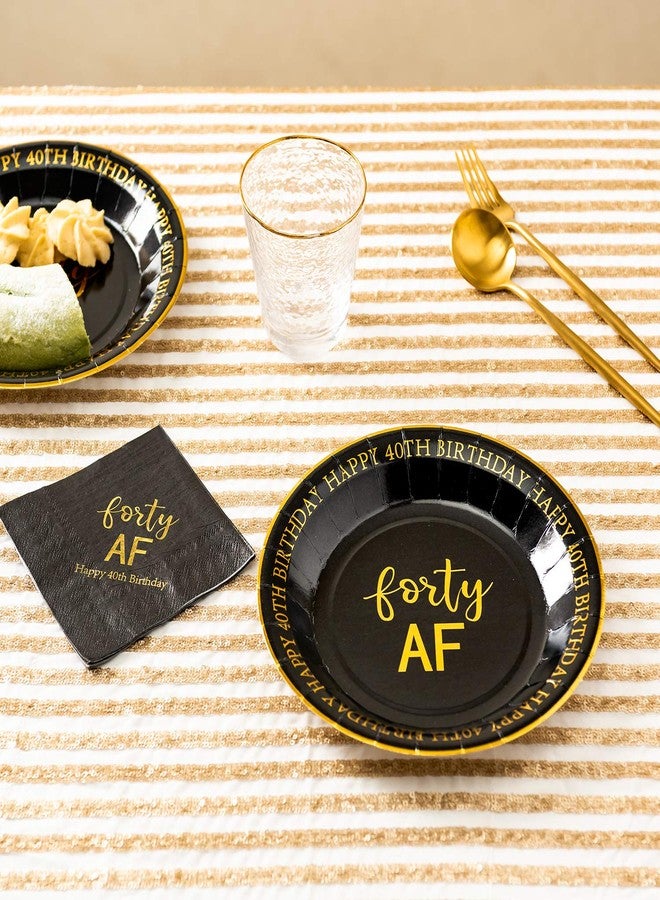 Crisky 40th Birthday Black and Gold Plates for Decorations - Dessert, Buffet, Cake, Lunch, Dinner - Party Supplies, Forty, Happy Birthday! 50 Count, 9" Plate - Image 4