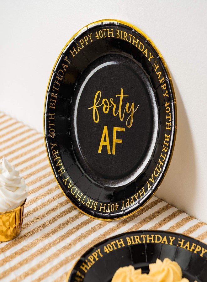 Crisky 40th Birthday Black and Gold Plates for Decorations - Dessert, Buffet, Cake, Lunch, Dinner - Party Supplies, Forty, Happy Birthday! 50 Count, 9" Plate - Image 5