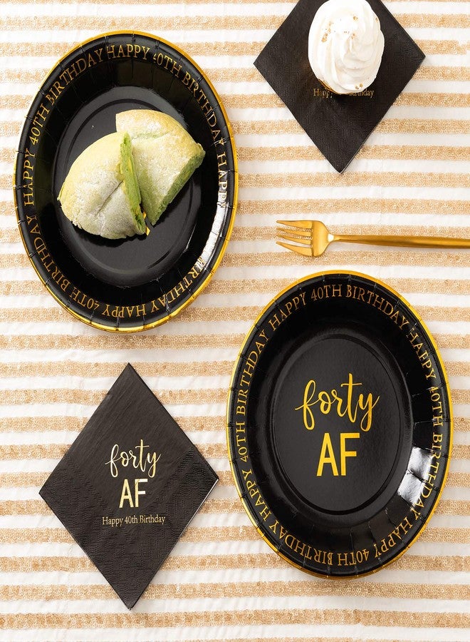 Crisky 40th Birthday Black and Gold Plates for Decorations - Dessert, Buffet, Cake, Lunch, Dinner - Party Supplies, Forty, Happy Birthday! 50 Count, 9" Plate - Image 3