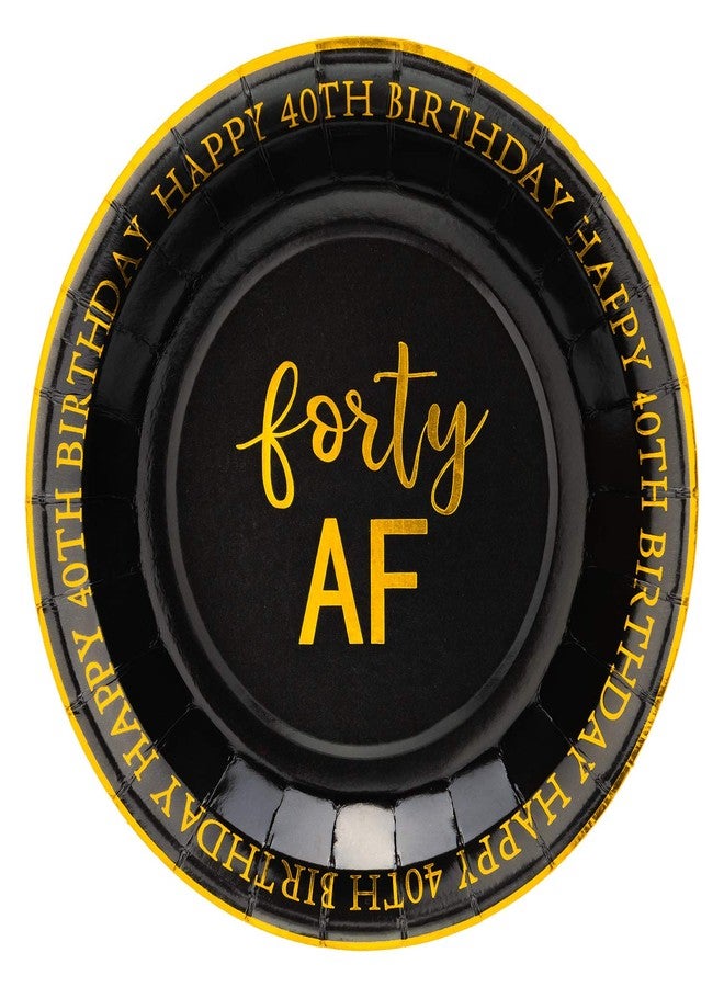 Crisky 40th Birthday Black and Gold Plates for Decorations - Dessert, Buffet, Cake, Lunch, Dinner - Party Supplies, Forty, Happy Birthday! 50 Count, 9" Plate - Image 1