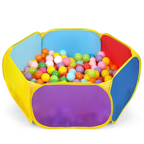 Eocolz Kids Ball Pit Large Pop Up Childrens Ball Pits Tent for Toddlers Playhouse Baby Crawl Playpen with Basketball Hoop and Zipper Storage Bag Balls Not Included 1M Multicolor - Image 1