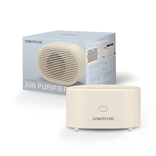 CONAIR منقي هواء محمول صغير من كونير، قابل للشحن سلكي/لاسلكي، فلتر هواء HEPA، تخفيف الحساسية، التحكم في الغبار، حبوب اللقاح، الروائح، غرفة النوم، غرفة السكن، الغرفة الصغيرة - Image 1