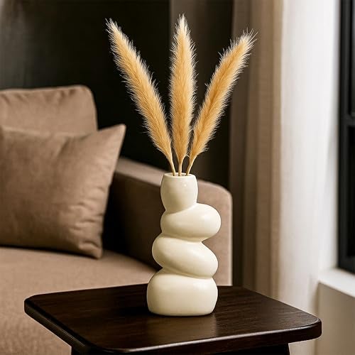 Aabco Unique Shape, Ceramic Vase for Living Room, Home Decoration Items for Living Room, Flower Vases for Home, Office & Table Decor (Stone Vase) - Image 1