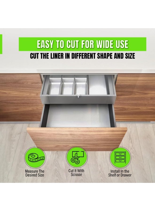 Relex Shelf Liner for Kitchen, Non-Adhesive Drawer Mats, Non-Slip Food Grade EVA Drawer Liner, Stain-Proof Liner for Shelf, Refrigerator, Cupboard, and Desk (2 Rolls, 45 x 150cm) - Image 5