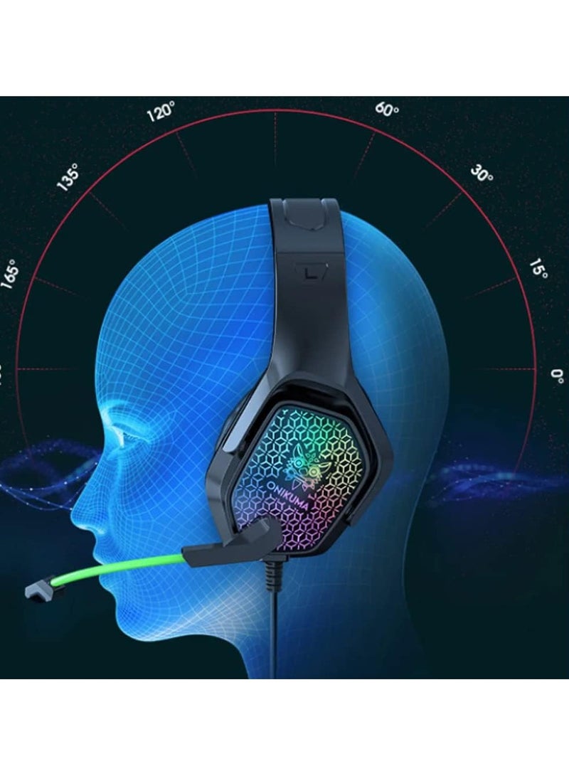 أونيكوما سماعة الألعاب Onikuma X3 مزودة بميكروفون وسماعة رأس لإلغاء الضوضاء مع ضوء LED - Image 3
