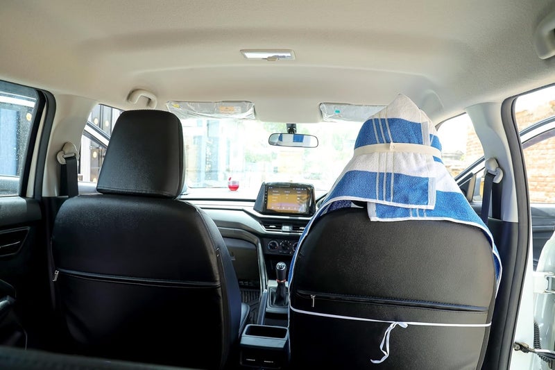 DRYHUG 550 GSM 100% Superfine Cotton Solid Large Car Seat Towel, Pack of 1, Blue and White - Image 4