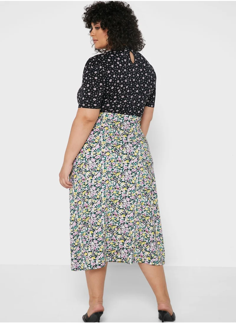 Simply Be Mixed Print Jersey Midi Dress