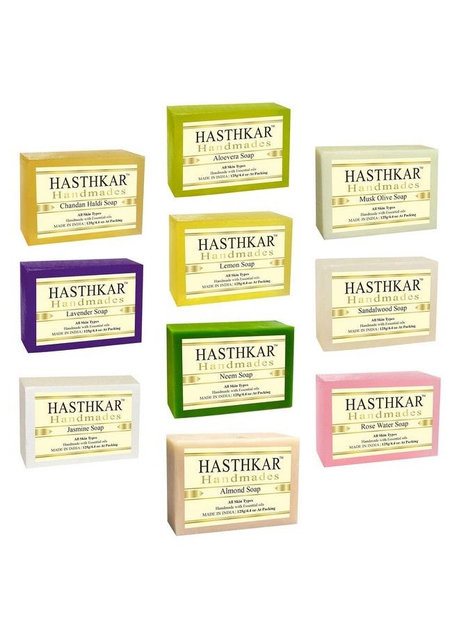 byPurenaturals Hasthkar Handmades Handmade Natural Herbal Glycerin Assorted Bath Soap Combo 3 Gift Set 125M (Pack Of 10)  - Image 1