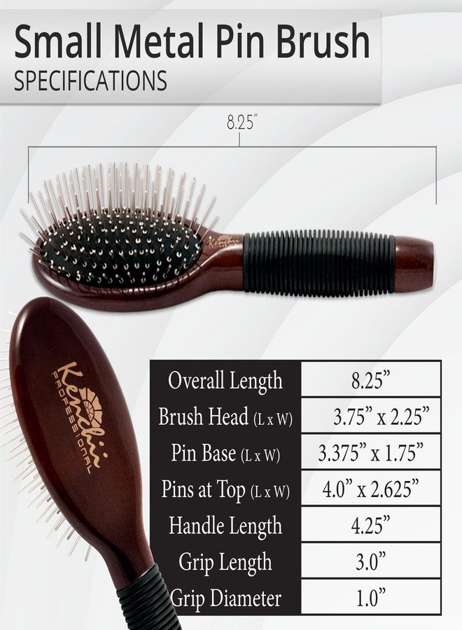 Kenchii Pet Grooming Metal Pin Brush for Dogs and Cats, Solid Wood Handle, Non Slip Grip, Detangling and Shedding Brush for Long or Short Haired Pets, Size Small - Image 5