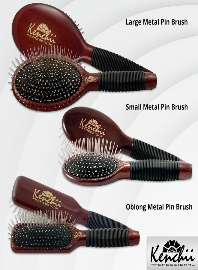 Kenchii Pet Grooming Metal Pin Brush for Dogs and Cats, Solid Wood Handle, Non Slip Grip, Detangling and Shedding Brush for Long or Short Haired Pets, Size Small - Image 2