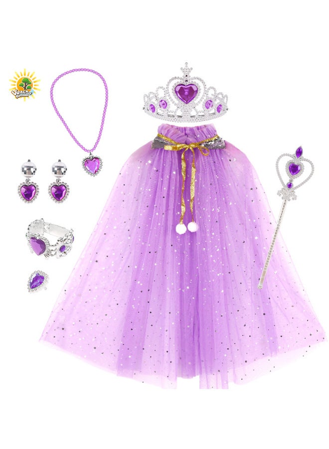 Vicky Fairy Tale Children Girl Play Queen Cape Scepter Crown Princess Bag Necklace Earrings Ring-Specifications:SP10-6D Display Box  - Image 3
