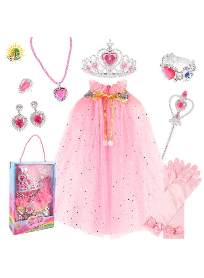 Vicky Fairy Tale Children Girl Play Queen Cape Scepter Crown Princess Bag Necklace Earrings Ring-Specifications:SP10-6D Display Box  - Image 1