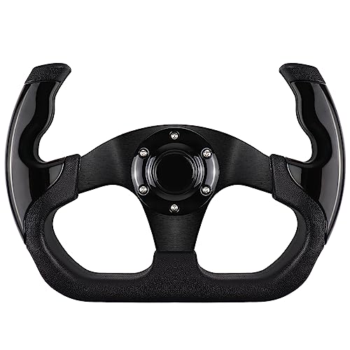 QYMOPAY Universal Racing Steering Wheel 6 Bolt AntiSlip Leather and Aluminum Gaming Steering Wheel with Horn Button for RacingCar Sim DrivingJDM Sports - Image 1