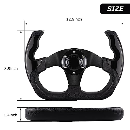 QYMOPAY Universal Racing Steering Wheel 6 Bolt AntiSlip Leather and Aluminum Gaming Steering Wheel with Horn Button for RacingCar Sim DrivingJDM Sports - Image 3