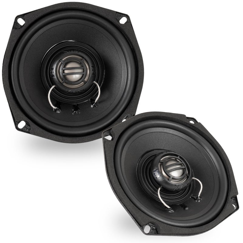 NVX XFHD5R 525 600W Peak 300W RMS 2Ohm Rear TourPak Motorcycle Speakers with 1 Titanium Tweeters Waterproof PlugandPlay Upgrade Compatible for HarleyDavidson Touring 19982013 Pair