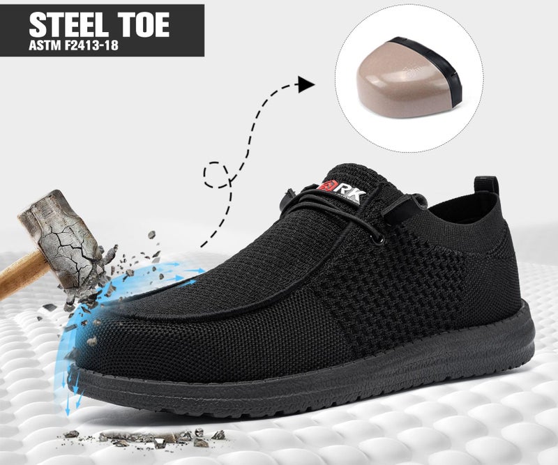 LARNMERN Steel Toe Loafers Women Slip On Shoes Lightweight Comfortable Lounging Walking Safety Work Flats Sneakers(8 Women, Black Women) - Image 4