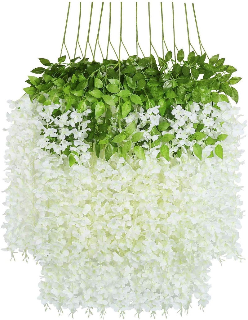 Tia Crafts Polyester Artificial Hanging Flowers For Ceiling BalconyWisteria VineHome Party Decor Garden Outdoor Greenery Office Wall DecorationWaterproof Washable37Ft45 InchMixed12 - Image 3